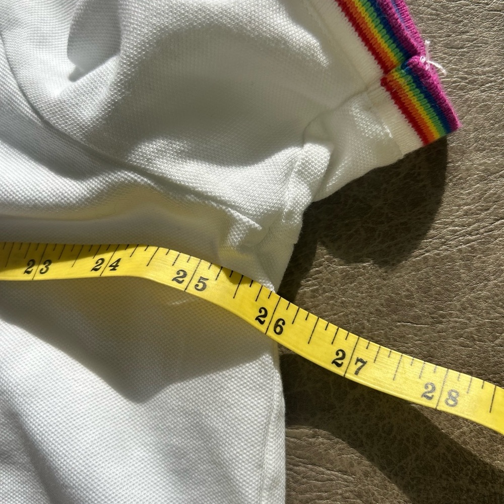 Lands End Womens Polo Rainbow Collared White Cotton Shirt Classic Costal 2XL - Picture 9 of 9